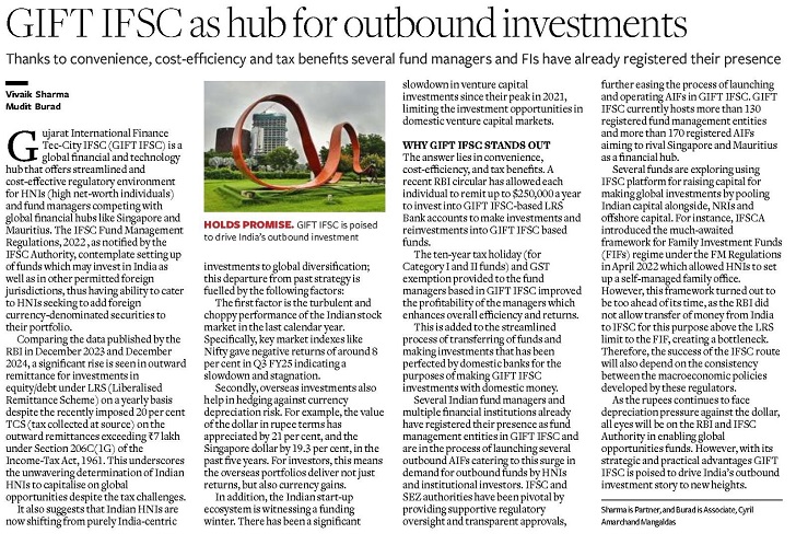 GIFT IFSC as hub for outbound investments