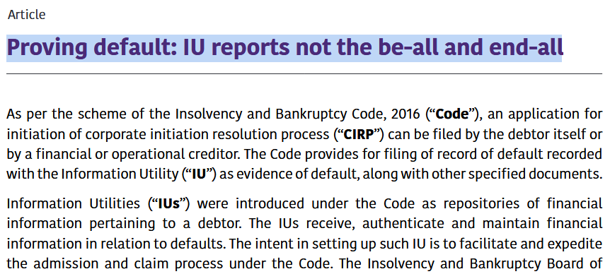 Proving default: IU reports not the be-all and end-all